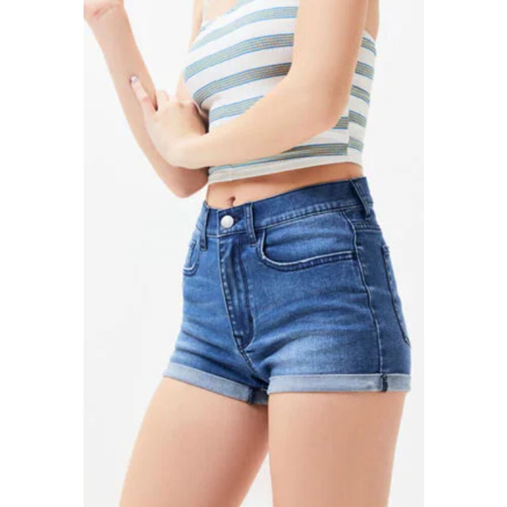 PacSun Allison Blue Denim Shortie Shorts Size 27 Cuffed‎
